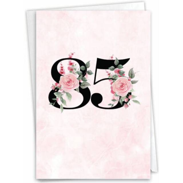 NobleWorks - 85th Milestone Birthday Greeting Card with 5 x 7 Inch Envelope (1 Card) Floral Age 85 C8263MBG