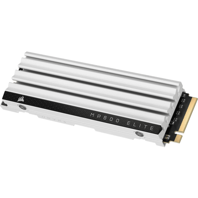 CORSAIR MP600 ELITE 2 TB M.2 PCIe Gen4 x4 NVMe SSD - Optimerad för PS5 - Inbyggd kylfläns - M.2 2280 - Upp till 7 000 MB/Sek Sekventiell Läsning - 3D TLC NAND Med Hög Densitet - Vit