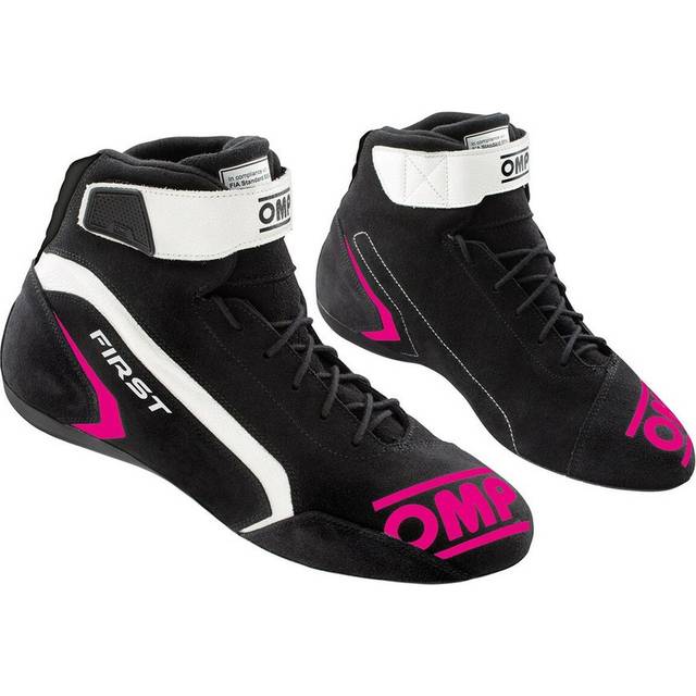 OMP First Race Boots - Colour: Black / Fuchsia, Size: UK 9 / Eur 43