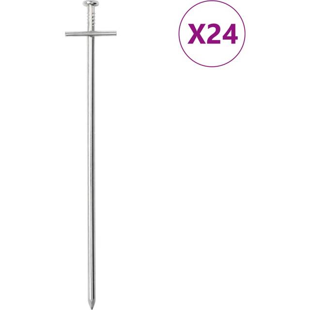 vidaXL Tent Pegs 24 pcs 29.5 cm Ø6 mm Galvanised Steel