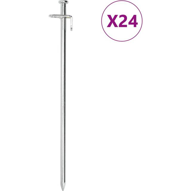 vidaXL Tent Pegs 24 pcs 19.5 cm 8 mm Galvanised Steel