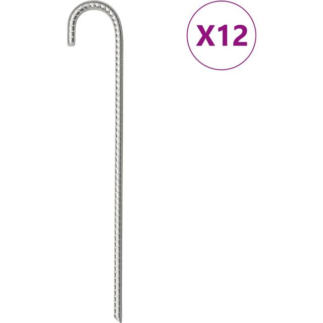 vidaXL Tältpinnar 12 st 37 cm Ø10 mm galvaniserat stål