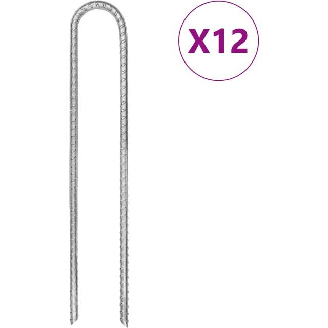 vidaXL Tältpinnar 12 st U-formade 30 cm Ø7 mm galvaniserat stål