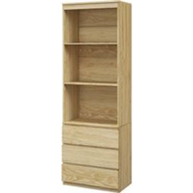 Homcom 180cm Tall Bookcase With Storage, Free Standing Bookshelf With 3 Shelves And 3 Drawers, Display Cabinet, Oak Wood Effect