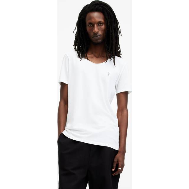 Allsaints Mens Optic White Faris Scoop-neck Organic-cotton T-shirt Xxl - OPTIC WHITE