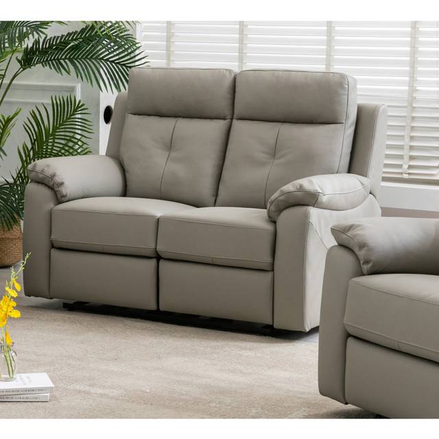 Giovanna 140Cm Genuine Leather Reclining Loveseat - Gray (102cm H X 140cm W X 86cm D)