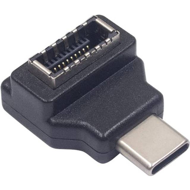 NÖRDIC Type E hona till USB-C hane 90 graders vinklad adapter