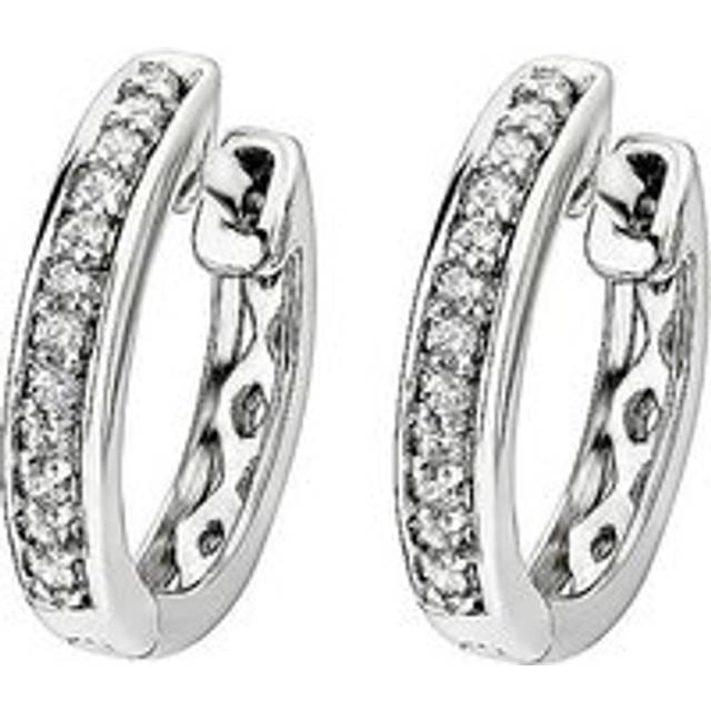 9ct White Gold 0.10ct Diamond Huggie Hoop Earrings