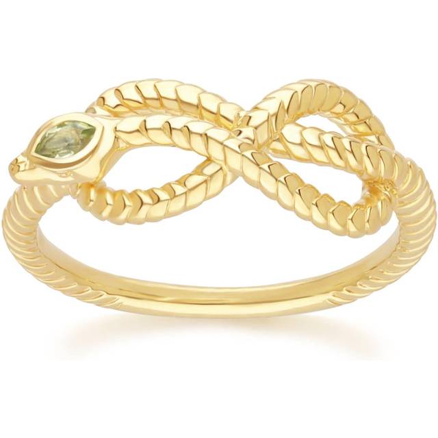 ECFEW&#x2122; Peridot Winding Snake Ring in Gold Plated Sterling Silver