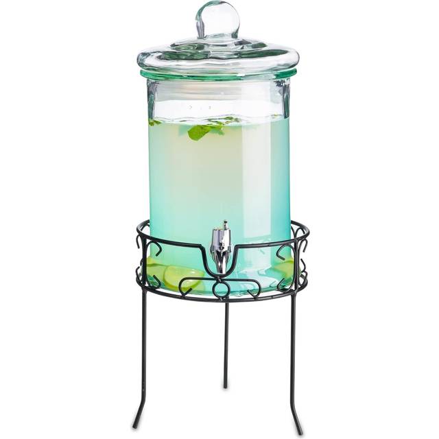 bar@drinkstuff Round Drink Dispenser with Stand 168oz/4.8ltr - Beverage Dispenser, Vintage Beverage Dispensers