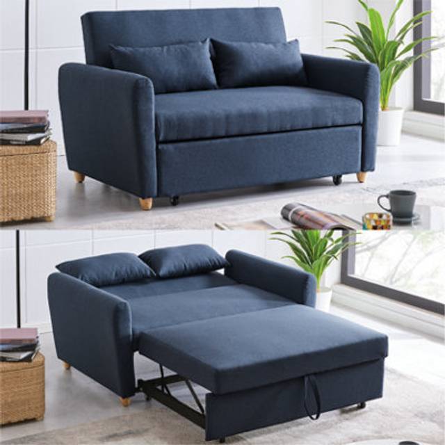 Dahlia 2-Seater Pull Out Sofa Bed - Convertible Sleeper Sofa - Blue - One Size