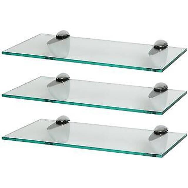 Harbour Housewares Floating Glass Wall Shelves - 40Cm - Pack Of 3, Clear