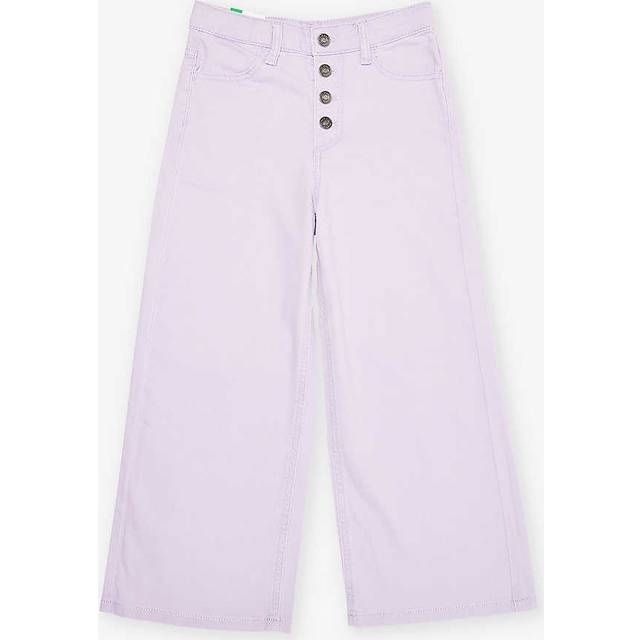 Benetton Girls Lilac Kids Patch-pocket Wide-leg Stretch-denim Jeans 6-14 Years 11-12 - LILAC