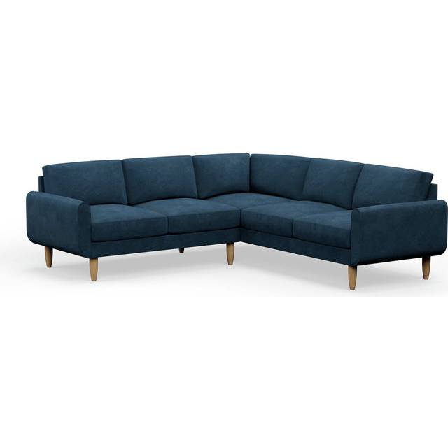 Hutch Plus Velvet Round Arm 5 Seater Corner Sofa - Ink Blue
