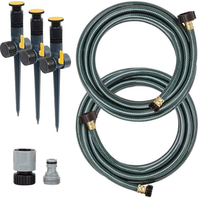Melnor 65191AMZ Adjustable Spike Set Sprinkler Bundle  Green  Yellow
