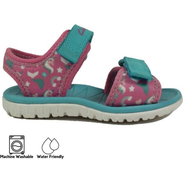 Clarks Surfing Tide Girls First Sandals Colour: Hot Pink Print, Size: 4.5, Fit: F