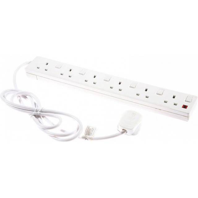 6G + 2 M INDIVIDUAL SWITCHED EXTENSION LEAD SOCKET, WHITE