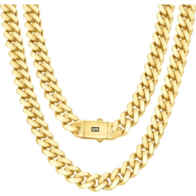 14k yellow gold miami cuban 13mm monaco curb link chain mens necklace 20"- 30"