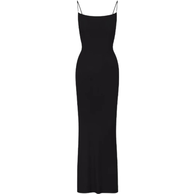 SKIMS Petite Long Slip Dress | Black | XSP | Soft Lounge - Onyx