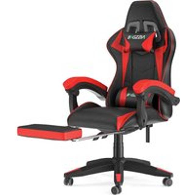 Ergonomic Gaming Chair 155¡ã Reclining Swivel Chair with Headrest Footrest Lumbar Support PU Leather Office Chair Black/Red