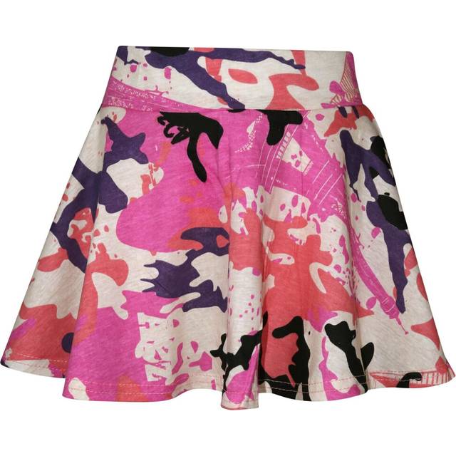 (11-12 Years, Camo Baby Pink) New Girls Skater Skirts School Summer Plain Skirt