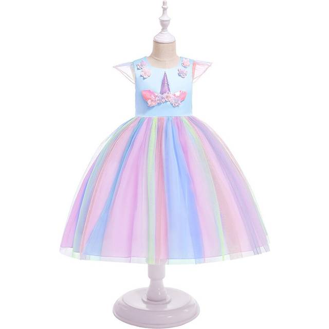 (Pink, 2-3 Years) Kids Girls unicorn Dress Princess Party Dresses UK