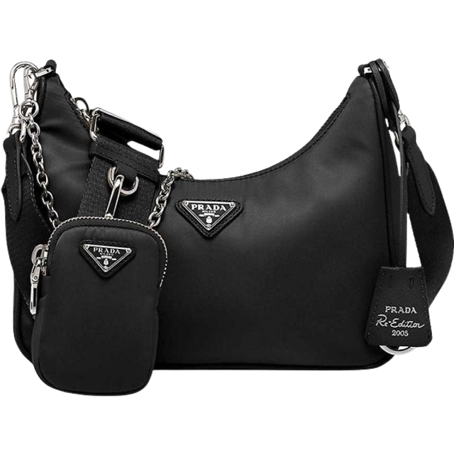Prada Womens Black Re-nylon 2005 Recycled-nylon Shoulder Bag 18x22x6cm - BLACK