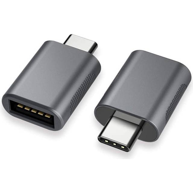NÖRDIC USB-A 3.1 OTG hona till USB C hane adapter data synk och laddning Aluminium Space Grey