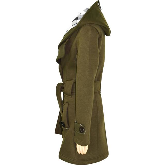 (11-12 Years) Kids Girls Overcoats Hooded Trench Coats Lapels Olive Padded Long Parka Jackets