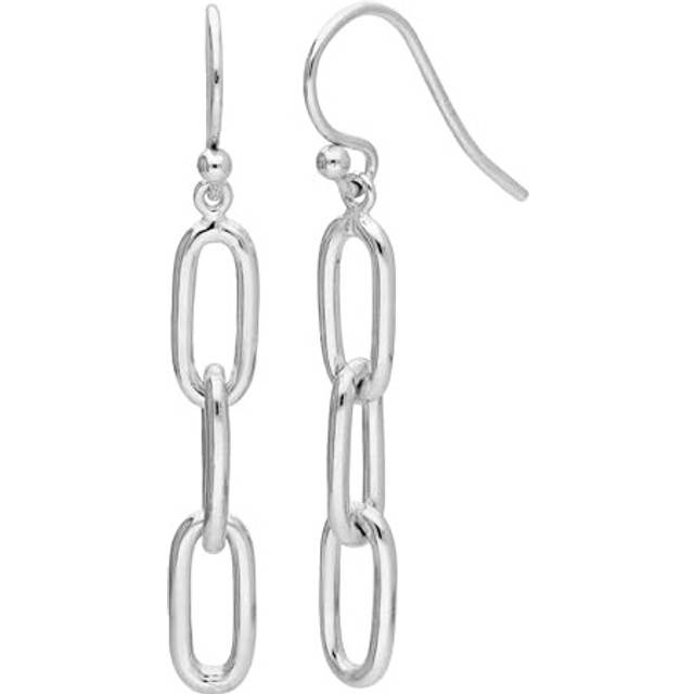 Sterling Silver Triple Link Chain Hook Drop Earrings
