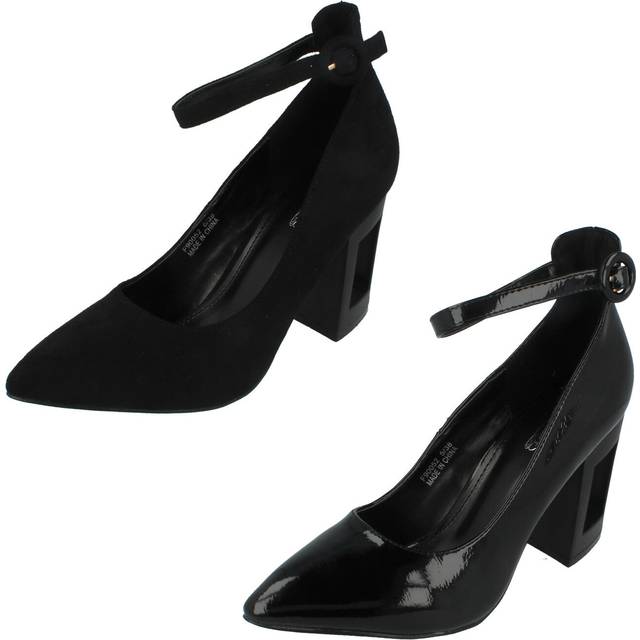 Sale ladies spot on pointed heeled court shoes f9r0052