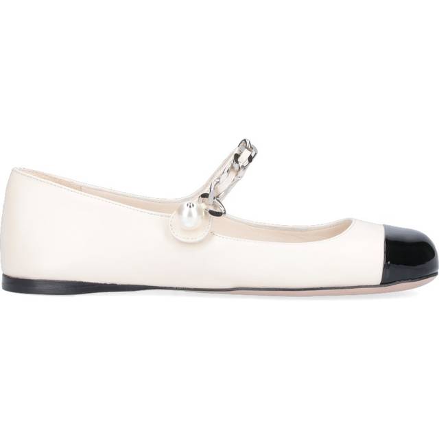 miu miu Leather Ballet Flats - Cream - 35+ IT