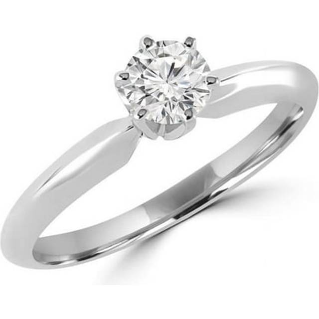 Majesty Diamonds MD160237 0.33 CT Solitaire Round Diamond 6-Prong Engagement Promise Ring in 10K