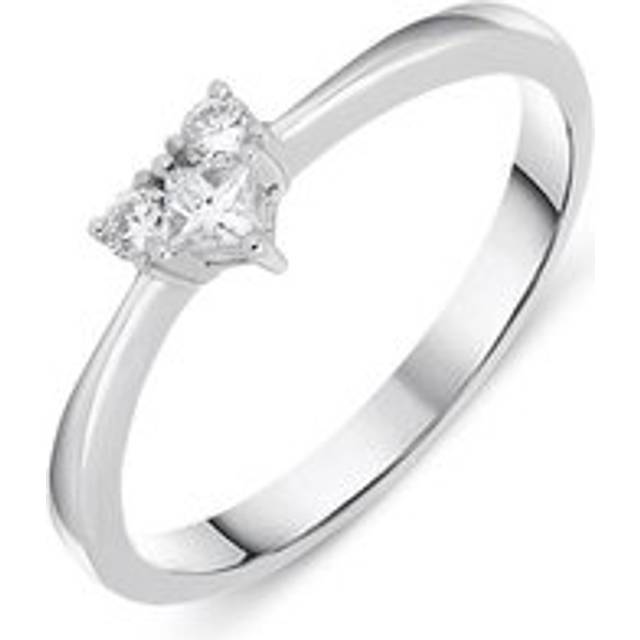 18ct White Gold 0.19ct Diamond Three Stone Heart Ring - Option1 Value White Gold