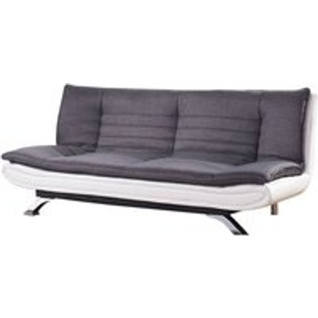 Comfy Living - Fabric and Faux Leather Sofa Bed in Charcoal and White
