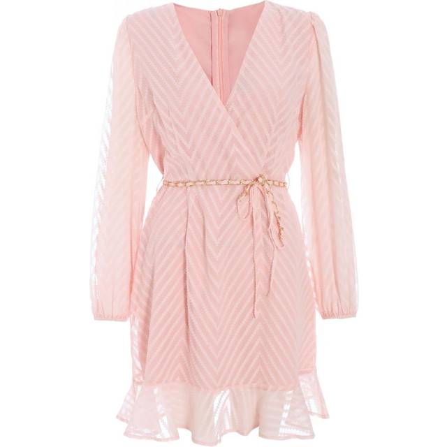 Quiz Womens Pink Chevron Skater Mini Dress - Size 8 UK