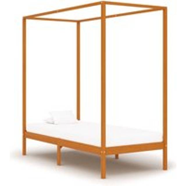 Canopy Bed Frame Honey Brown Solid Pine Wood 100x200 cm - One Size