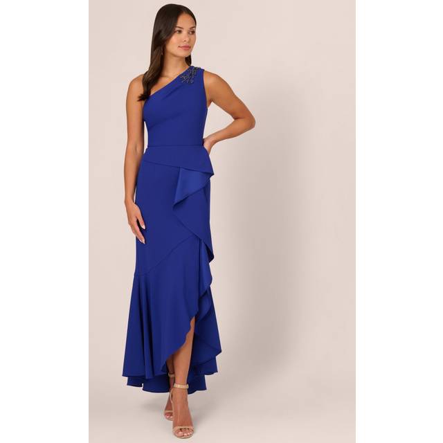 Adrianna Papell Studio Beaded Knit Crepe Gown - Metallic