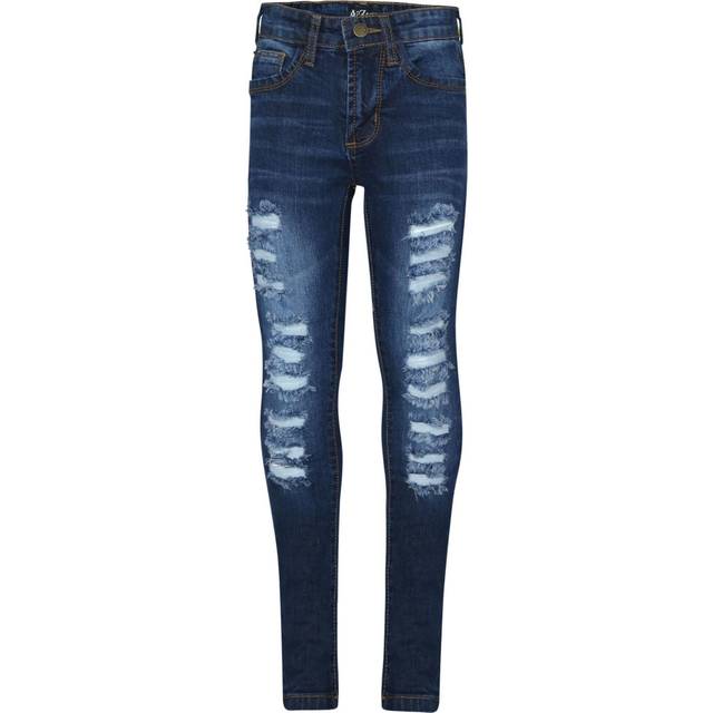 (11-12 Years, Dark Blue) Kids Girls Skinny Jeans Denim Ripped Fashion Stretchy Pants Jeggings 3-13 Years
