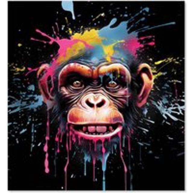 Warren Reed - Designer Multi Coloured Monkey Face Splashart Kitchen Splashback W600Mm X H750Mm, Multi