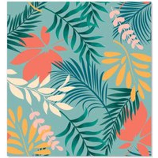 Abstract Bright Colorful Tropical Leaves Kitchen Splashback - Blue / W900mm x H650mm