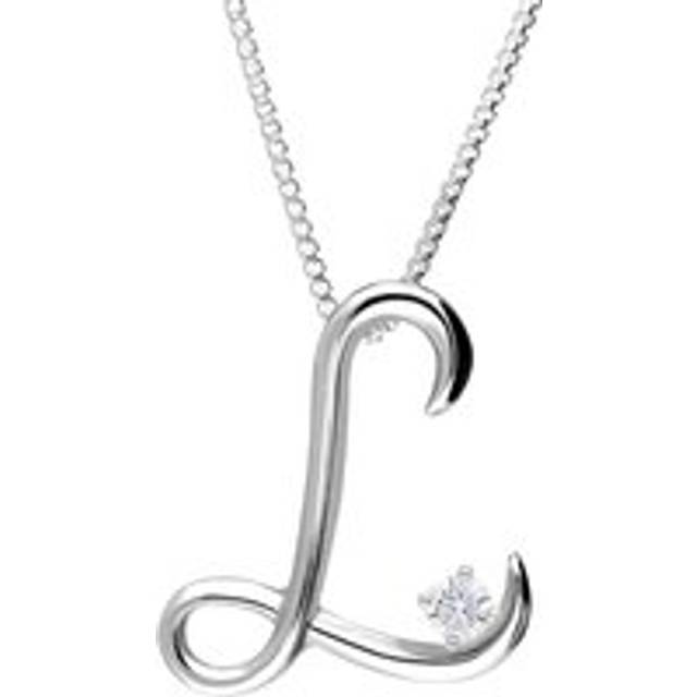 Love Letters 18ct White Gold 0.10ct Diamond Initial L Necklace