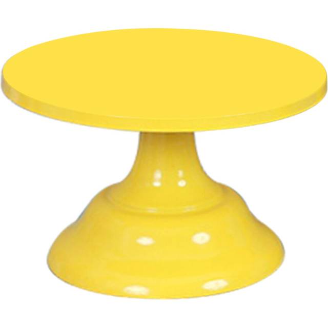 moresk-Metal Iron Cake Stand Round Pedestal Dessert Holder(Yellow S)