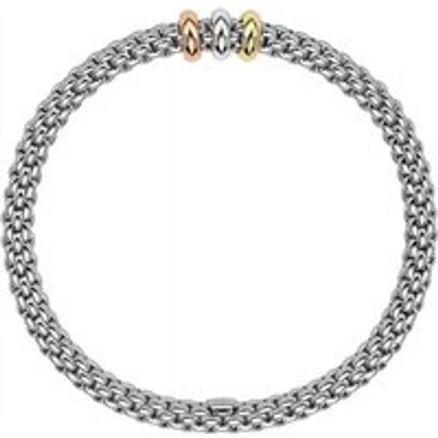 Fope Flex'it Solo 18ct White Gold Mixed Rondelle Bracelet D - XS