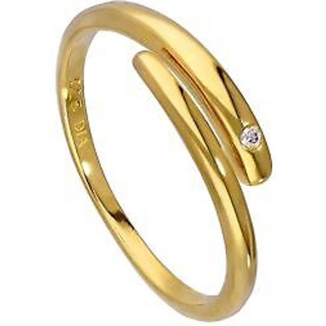 Gold plated sterling silver & genuine diamond adjustable swirl ring