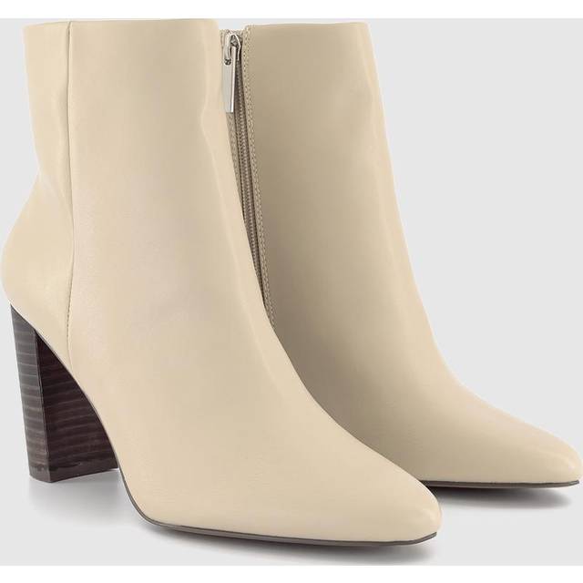 OFFICE Womens Adore Stack Heel Ankle Boots Off White, 9