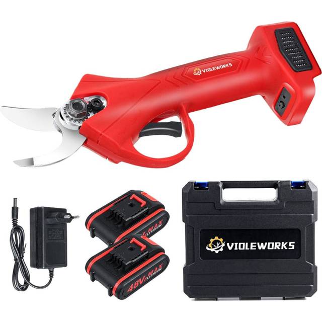 (1 battery) 48VF Cordless Pruner Electric Pruning Shear with 2pc Lithium-ion Battery Efficient Tree Bonsai Pruning Branches Cutter EU Plug