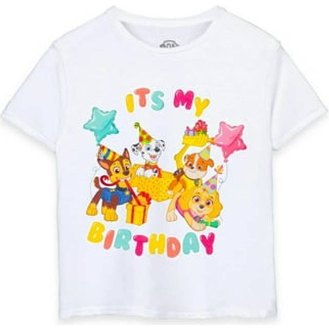 (7-8 Years, White) Paw Patrol Childrens/Kids It's My Birthday Short-Sleeved T-Shirt