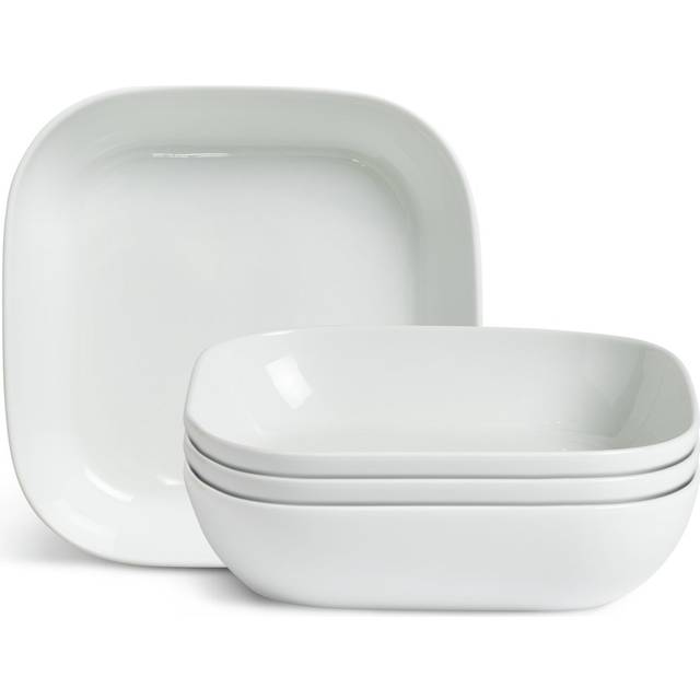 Habitat Riko Square 4 piece Pasta Bowls - White