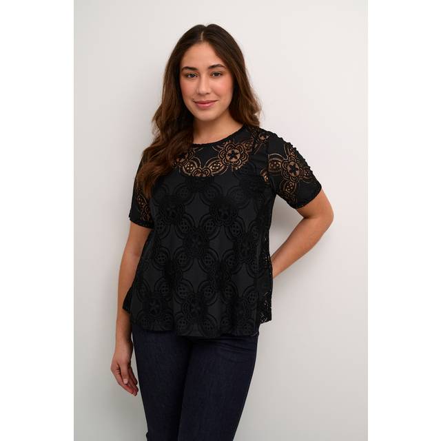 Culture Cuhenriette Olu SS Blouse Dam Kortärmade Blusar Stl. XS - Från Magasin - Black (XS)